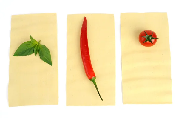Bazylia, papryka i pomidor — Zdjęcie stockowe