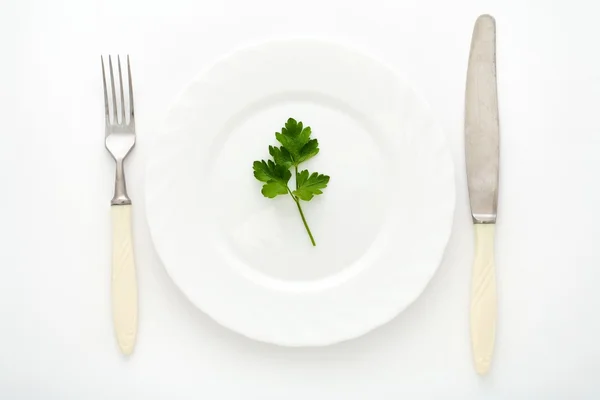 Tenedor, cuchillo y plato — Foto de Stock