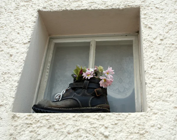 Çiçekli pencere — Stok fotoğraf