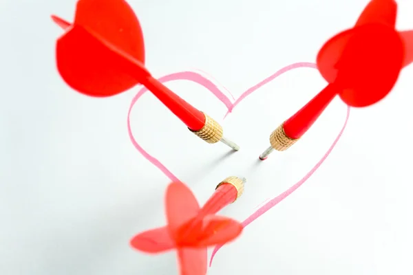 Dart in red heart — Stock Photo, Image