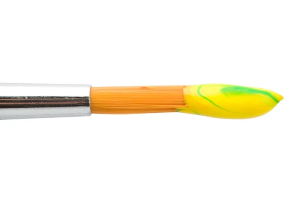Brush with yellow paint — Stock Photo, Image