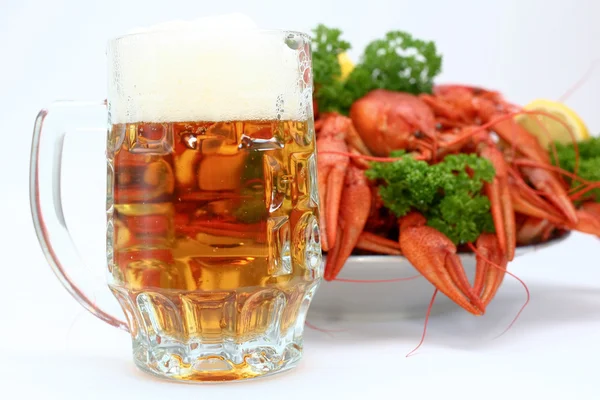Beer with crayfish — Stock Image Beer with crayfish Stock Photo