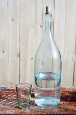 Bottle and glass clipart
