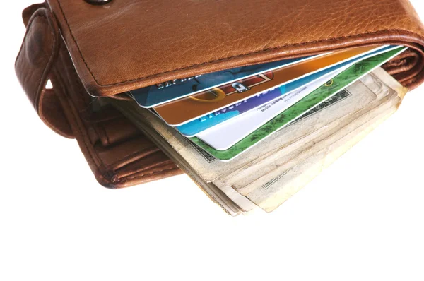 stock image Credit card in purse. Close-up.