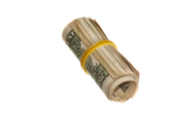 Green roll of dollars — Stock Photo, Image