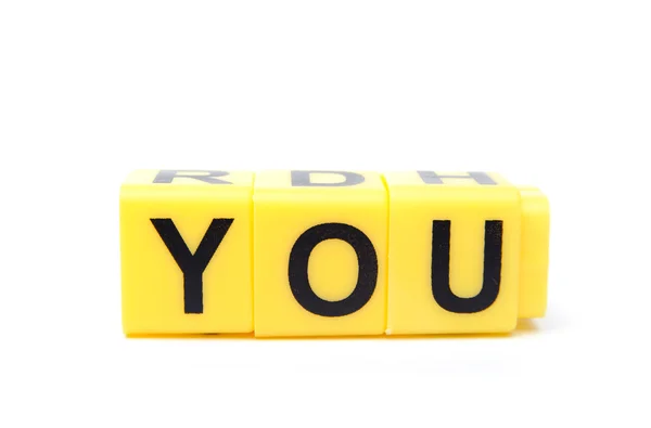 Yellow blocks with words on them — Stock Photo, Image