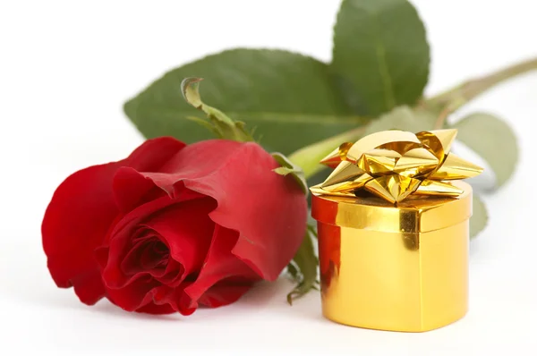 Jewelry and red rose — Stock Photo, Image