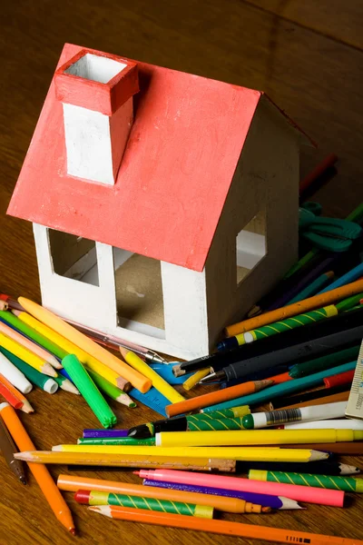 Pencils and house — Stock Photo, Image