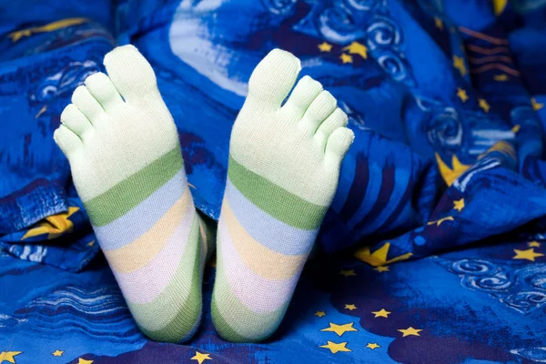 Zelené pruhované ponožky — Stock fotografie