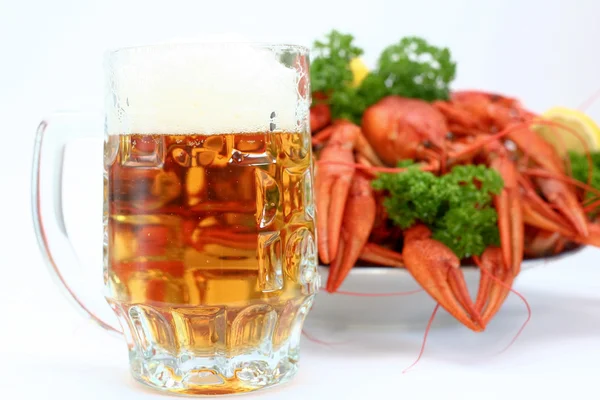 Beer with crayfish — Stock Photo, Image