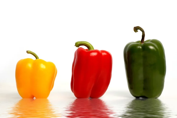 Peppers in row — Stock Photo, Image
