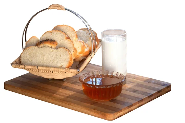Pan blanco y leche — Foto de Stock