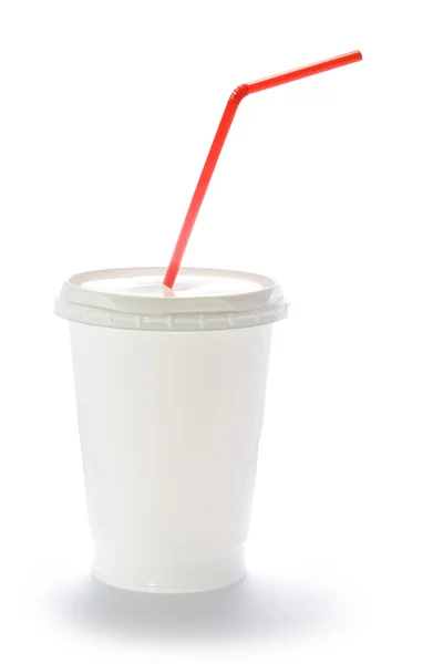 Plastic cup with straw — Stock Photo, Image