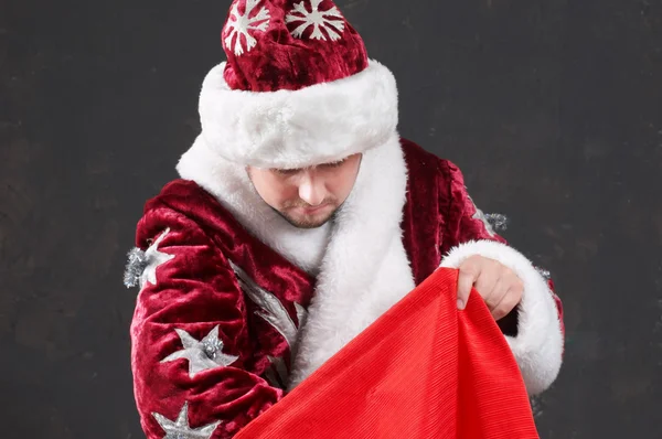 Christmass-bag e Santa — Fotografia de Stock