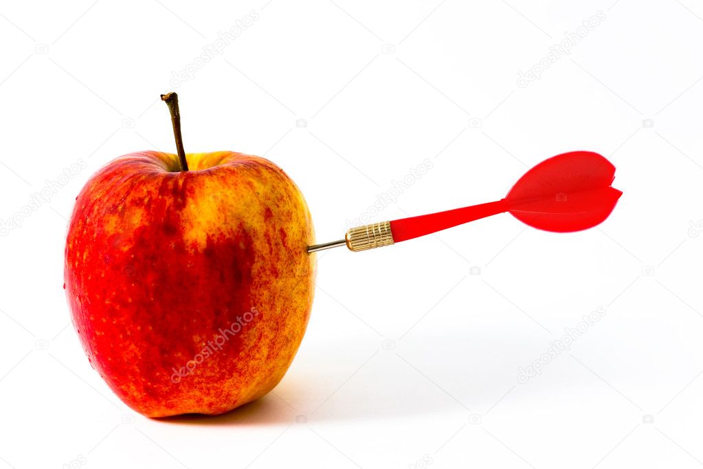Apple with red darts