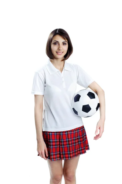 Wanita dengan bola sepak — Stok Foto