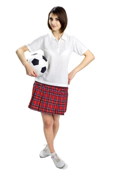 Frau mit Fußball — Stockfoto