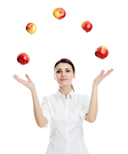 Brincando com maçãs vermelhas — Fotografia de Stock