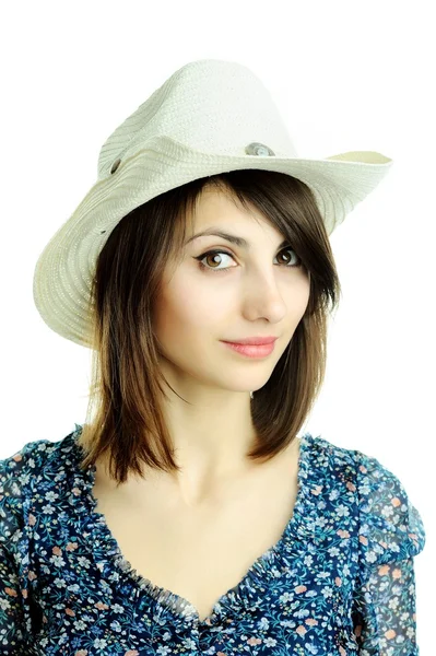 Vrouw in hoed — Stockfoto