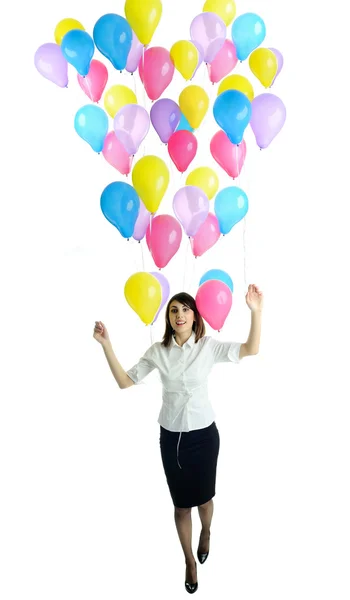 Mujer con globos de cumpleaños — Foto de Stock