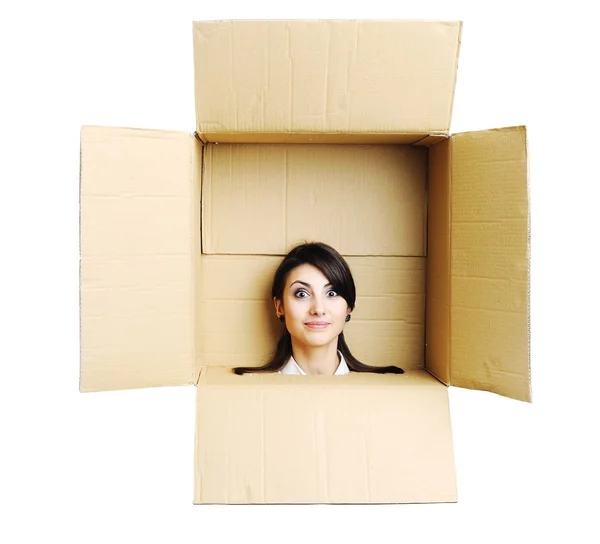 Woman in a box — Stock Photo, Image