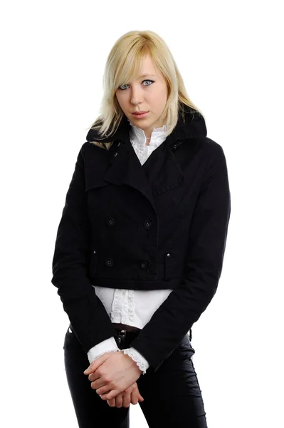 Vrouw in zwart pak — Stockfoto