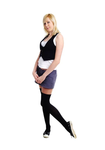 Flicka i kort kjol — Stockfoto