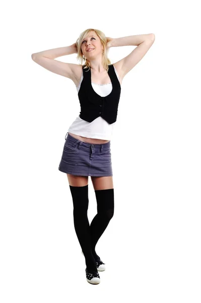 Dívka v krátké sukni — Stock fotografie