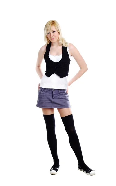 Girl in short skirt — Stock Photo, Image