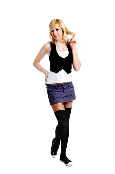 Girl in short skirt — Stock Photo, Image