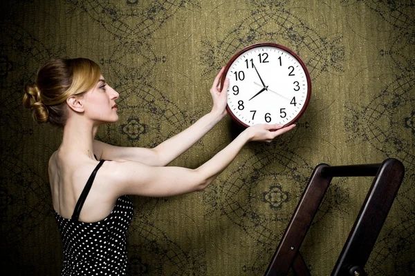 White clock on the wall — Stock Photo, Image