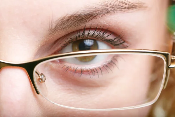 Oko v brýlích — Stock fotografie