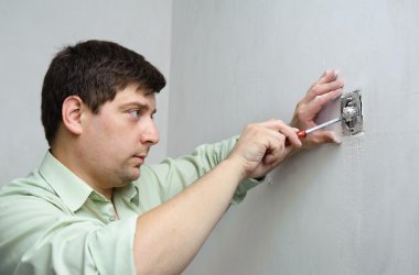 Electrician with a screwdriver clipart