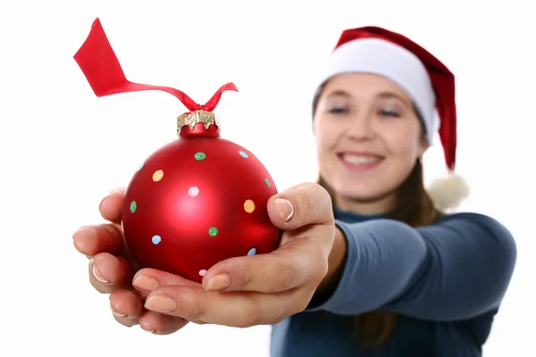 Noel top ile kız — Stok fotoğraf