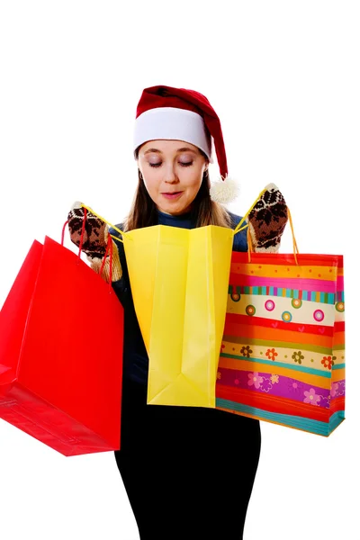 Girl with three bags — Stock Photo, Image