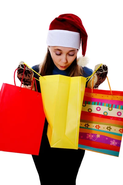 Girl with bags — Stock Photo, Image