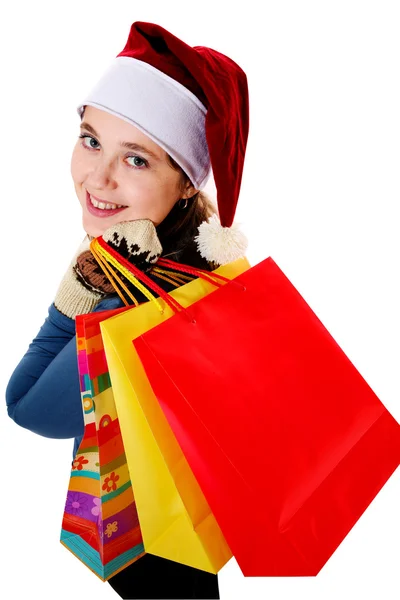 Girl with bags — Stock Photo, Image