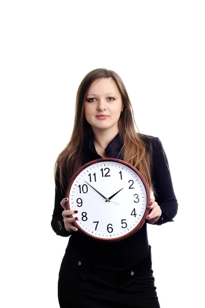 Woman & clock — Stock Photo, Image