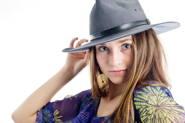 Girl in hat — Stock Photo, Image