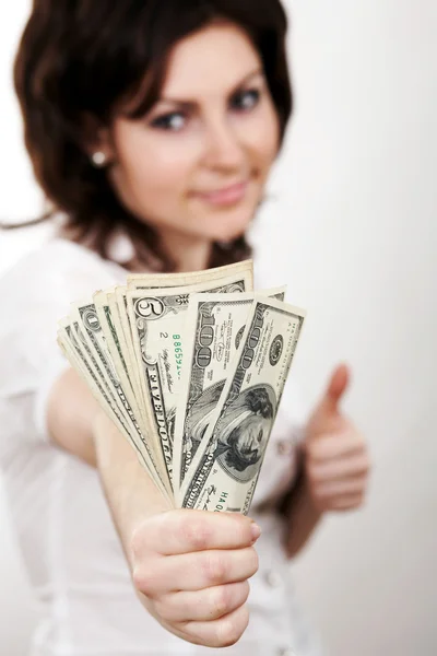 Vrouw met dollars — Stockfoto