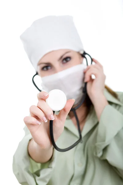 Dottore in maschera bianca — Foto Stock