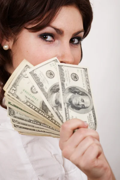 Zakenvrouw met geld — Stockfoto