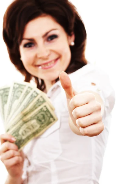 Geschäftsfrau mit Geld — Stockfoto