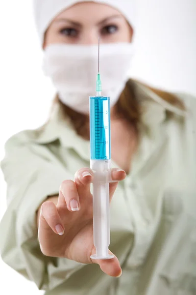 Sjuksköterska med injektion — Stockfoto