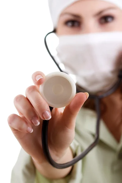 Pielęgniarki w białą maskę — Zdjęcie stockowe