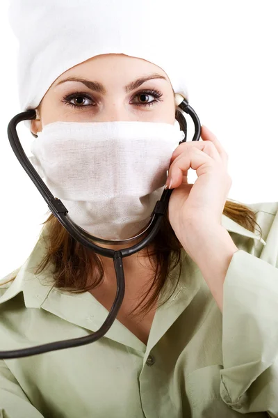 Läkare i vit mask — Stockfoto