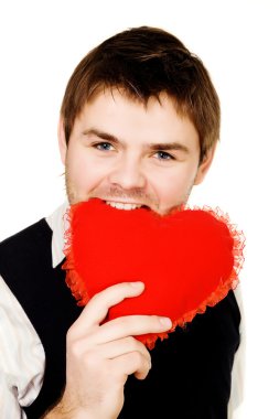 Man with red heart clipart