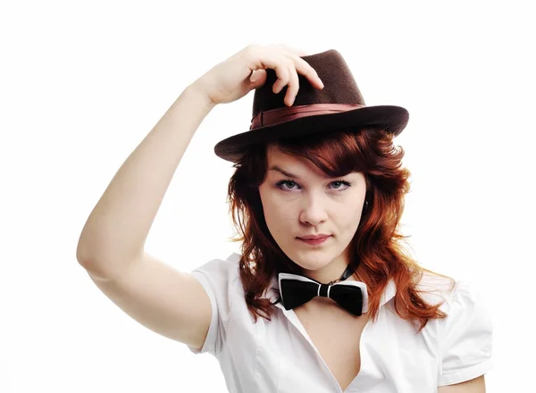 Vrouw met hoed — Stockfoto