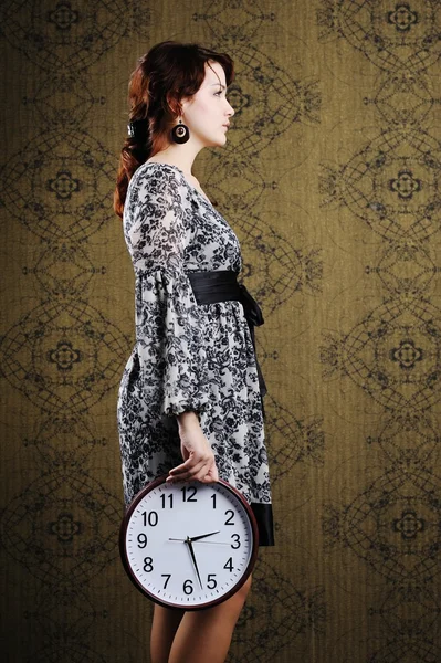 Mulher & relógio — Fotografia de Stock