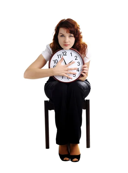 Kvinnan & klocka — Stockfoto